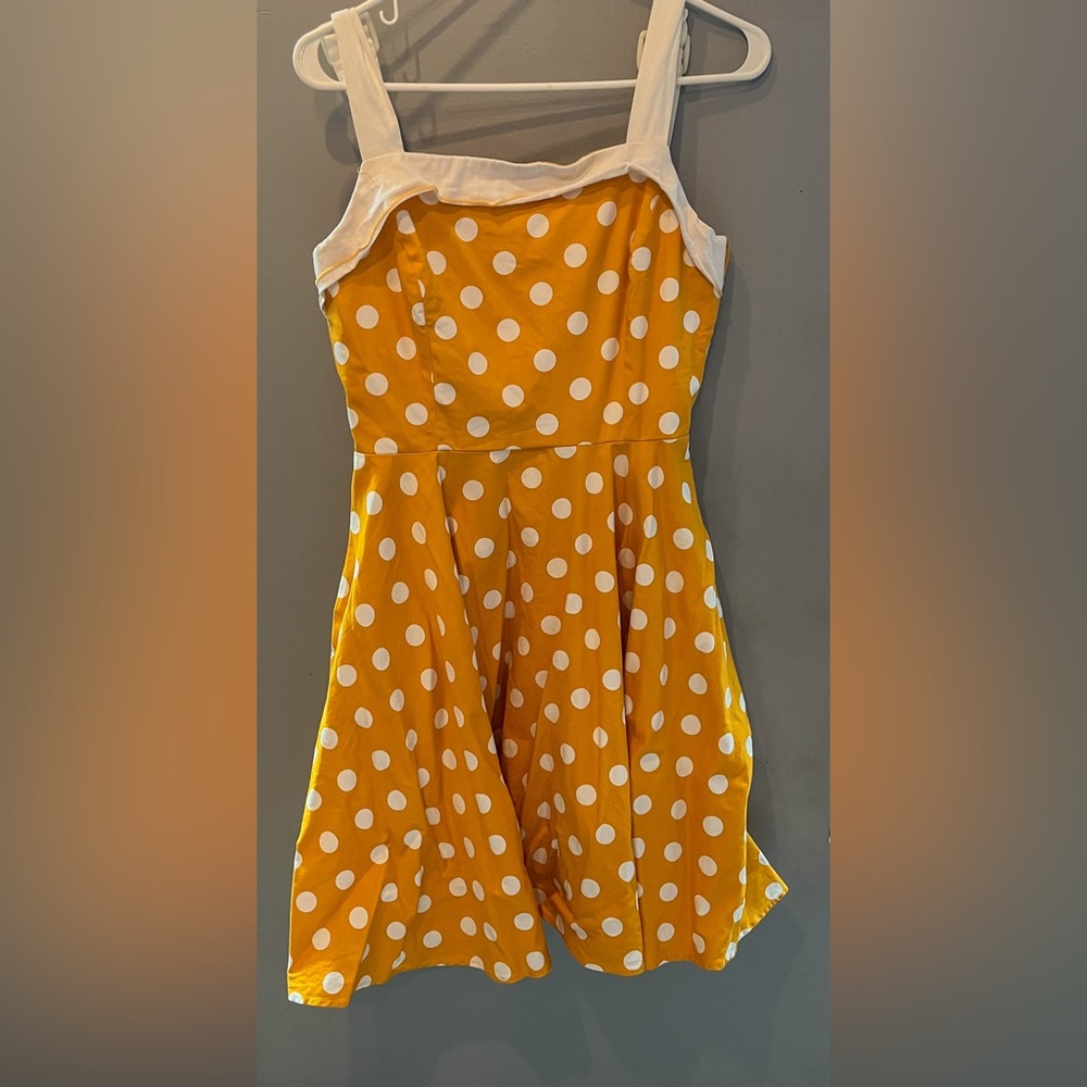 Go Lightly - yellow and white polka dot dress